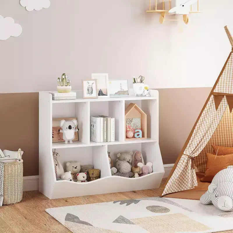 Toy Storage Organizer, Kids Bookshelf with Cubby Organizer Cabinet, Toy Organizer for Children Bedroom, Playroom, Nursery
