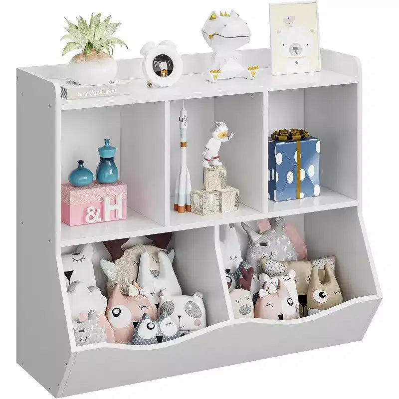 Toy Storage Organizer, Kids Bookshelf with Cubby Organizer Cabinet, Toy Organizer for Children Bedroom, Playroom, Nursery