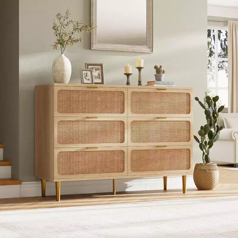 6-Drawer Double Dresser - Wide Top Deep Storage Chest for Bedroom Living Room