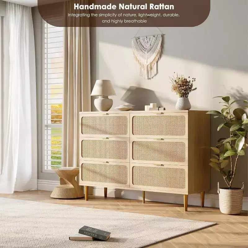 6-Drawer Double Dresser - Wide Top Deep Storage Chest for Bedroom Living Room