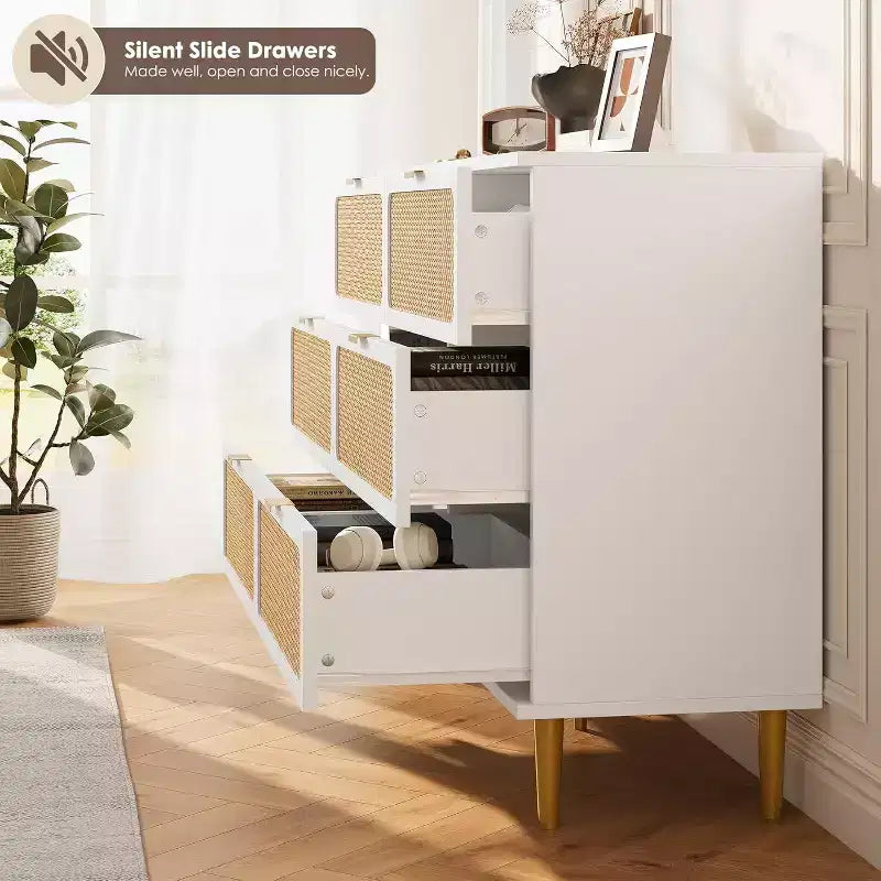 6-Drawer Double Dresser - Wide Top Deep Storage Chest for Bedroom Living Room