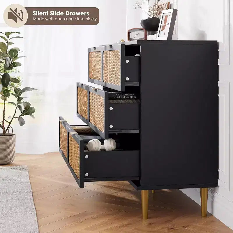 6-Drawer Double Dresser - Wide Top Deep Storage Chest for Bedroom Living Room