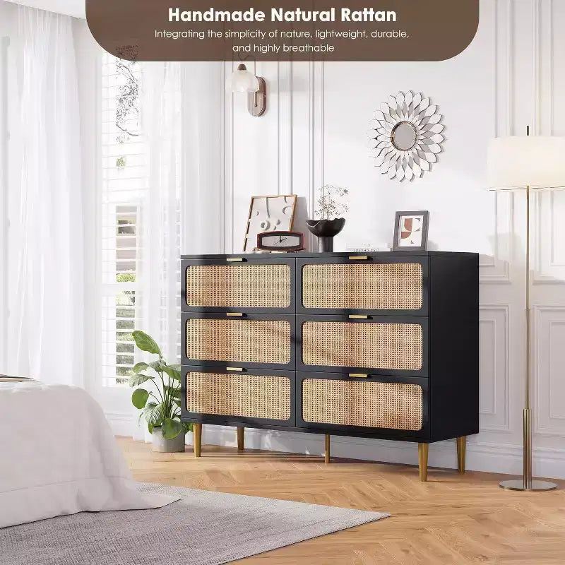 6-Drawer Double Dresser - Wide Top Deep Storage Chest for Bedroom Living Room