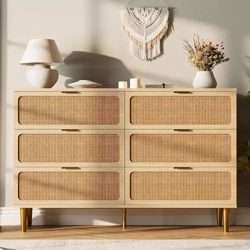 6-Drawer Double Dresser - Wide Top Deep Storage Chest for Bedroom Living Room