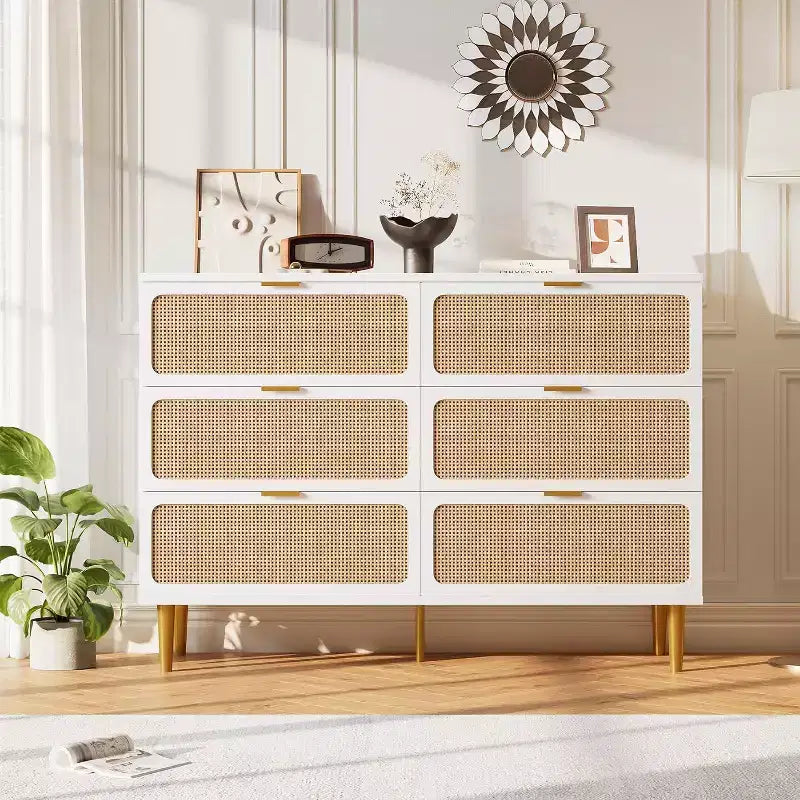 6-Drawer Double Dresser - Wide Top Deep Storage Chest for Bedroom Living Room