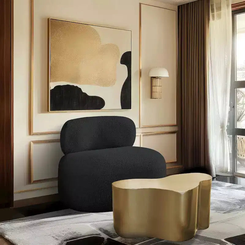 Accent Chair | Art Deco Boucle Fabric | Armless Curved Design