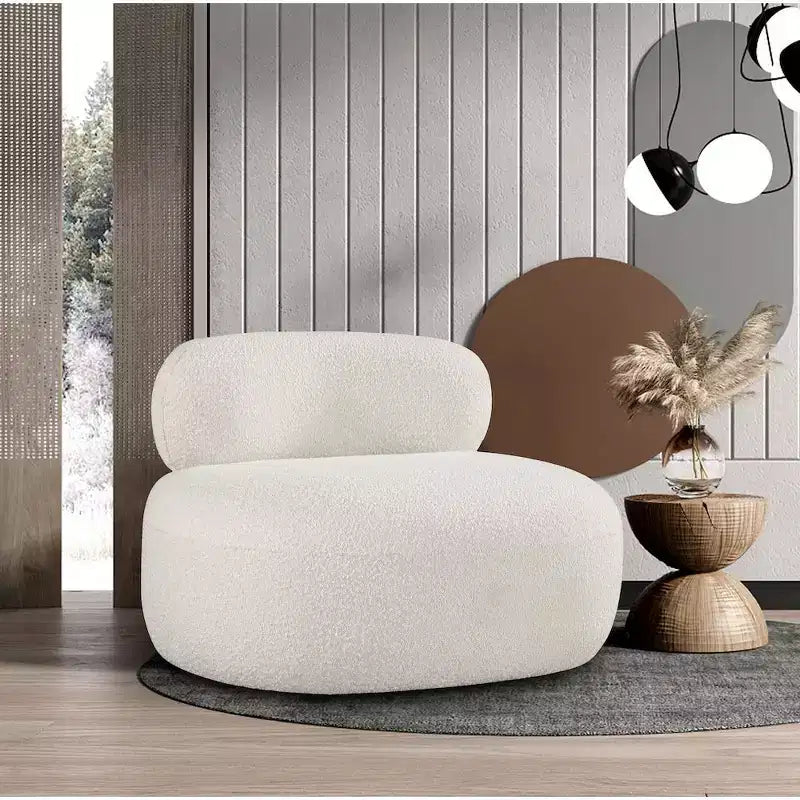 Accent Chair | Art Deco Boucle Fabric | Armless Curved Design