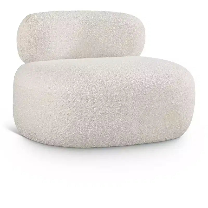 Accent Chair | Art Deco Boucle Fabric | Armless Curved Design