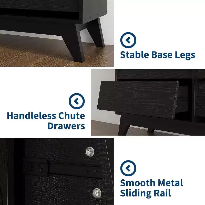 6 Drawer Dresser, Vintage Chest of Drawers with Bevel Design, Modern Dresser TV Stand for Bedroom, Living Room, Entryway and Closet