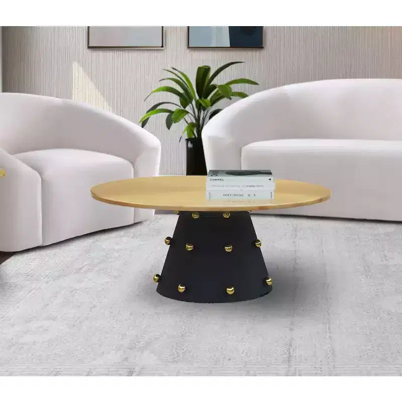 Coffee Table | Brushed Gold Top & Matte Black Iron Base