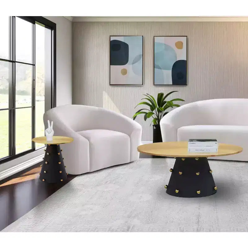 Coffee Table | Brushed Gold Top & Matte Black Iron Base