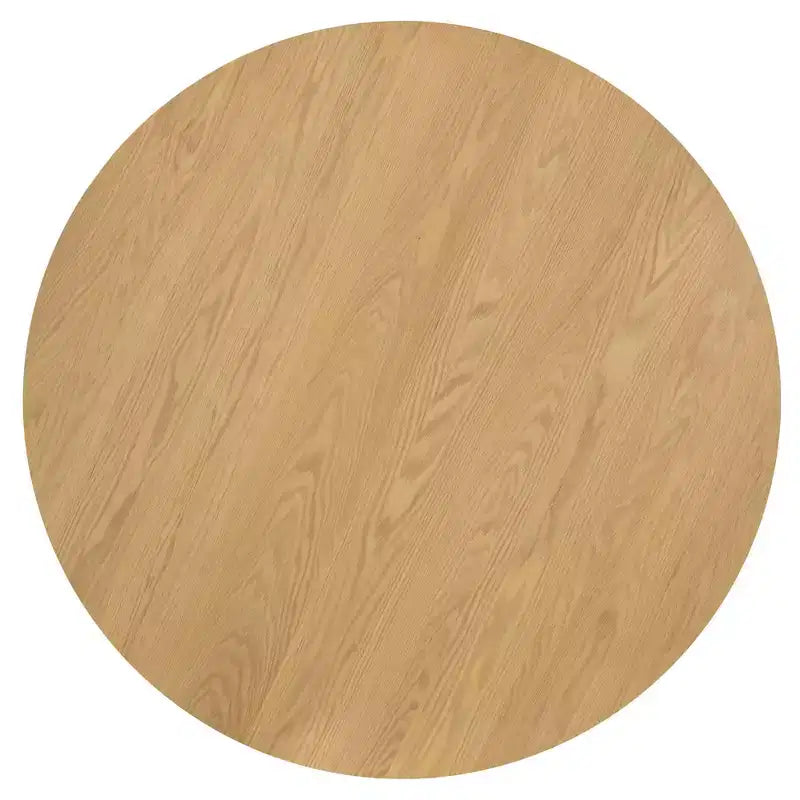 52 Round Dining Table for 6 People Modern Pedestal Table with Fluted Cone Base & Wood MDF Top for Small Space Kitchen Dining Room Cafe Natural