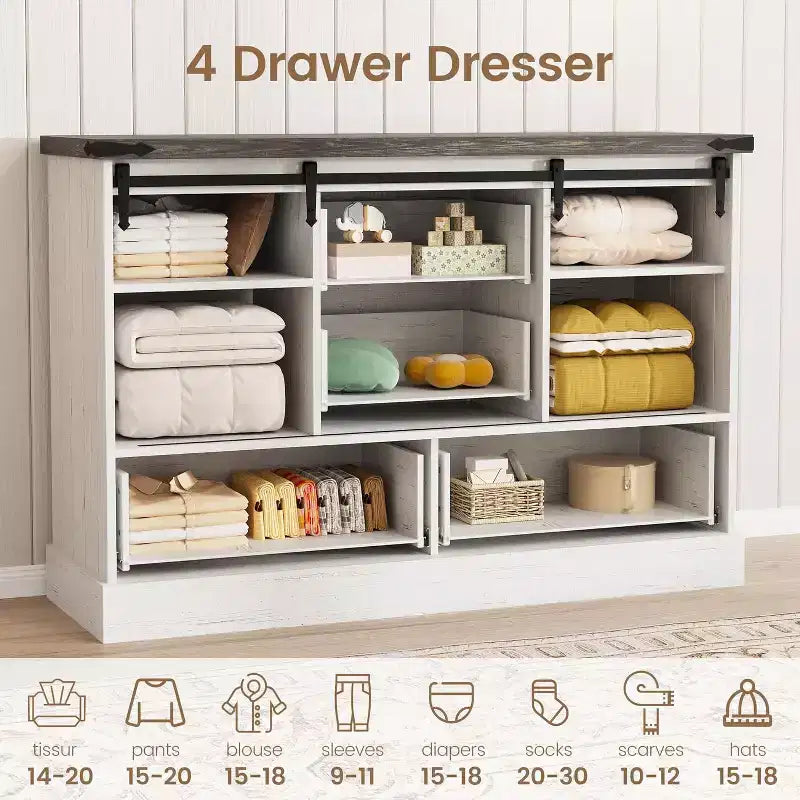 Buffet Cabinet w/Drawers, Large Sideboard Buffet Storage Cabinet with Shelves & Doors, Farmhouse Coffee Bar Station for Kitchen, Dining Room
