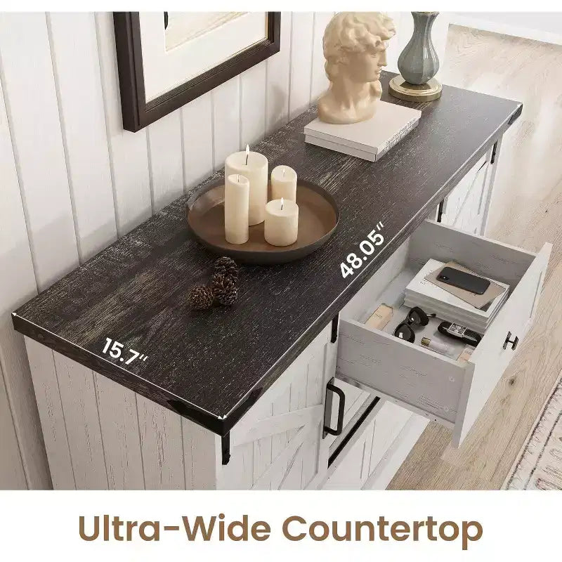 Buffet Cabinet w/Drawers, Large Sideboard Buffet Storage Cabinet with Shelves & Doors, Farmhouse Coffee Bar Station for Kitchen, Dining Room