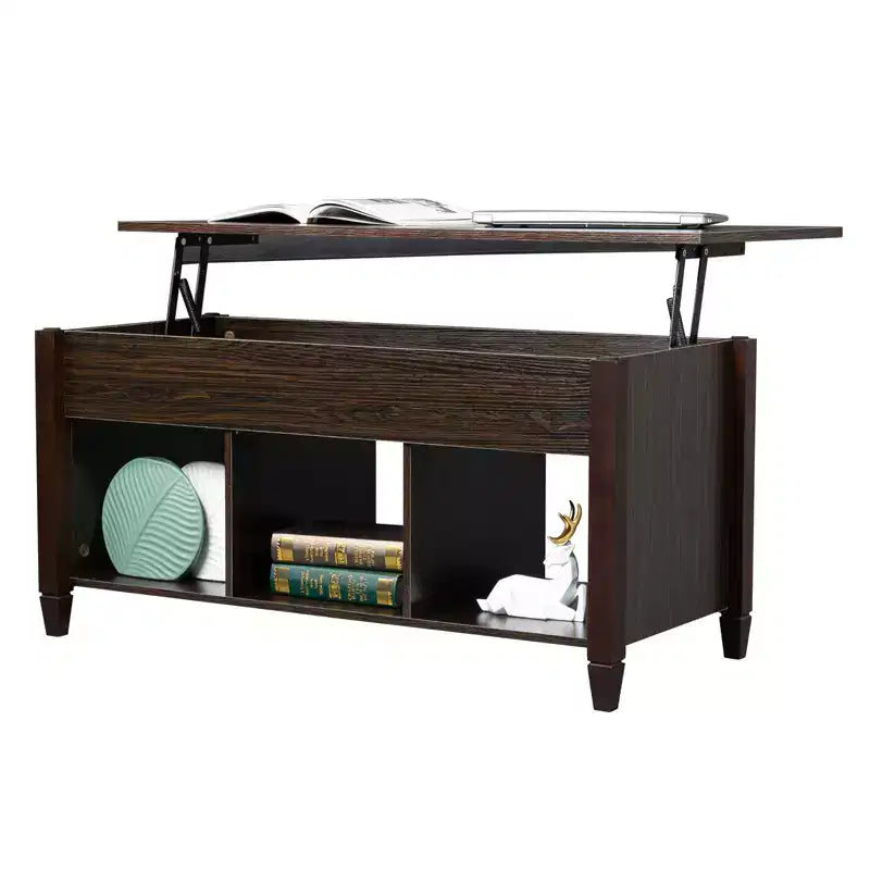 Lift Top Coffee Table Modern Furniture Hidden Compartment and Lift Tabletop Brown