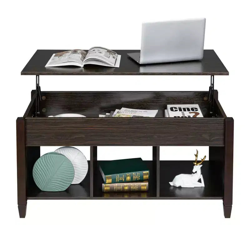 Lift Top Coffee Table Modern Furniture Hidden Compartment and Lift Tabletop Brown