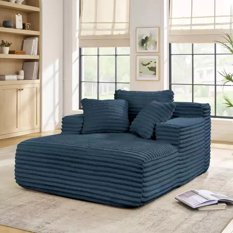 Modern Comfy Chaise Lounge Sleeper Sofa Bed with Pillows,Corduroy Upholstered Deep Seat Futon Sofa Couch for Living Room