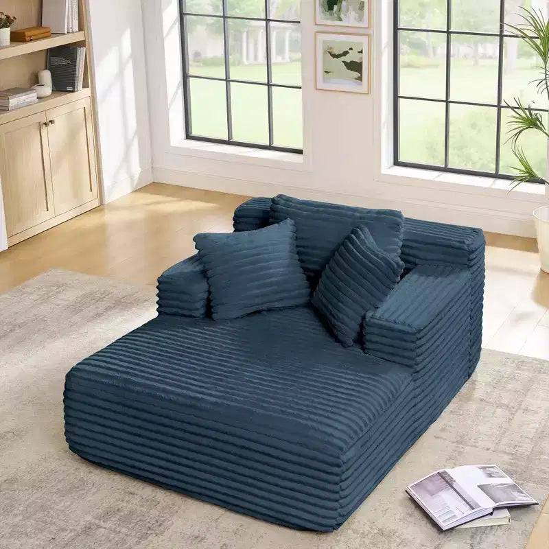Modern Comfy Chaise Lounge Sleeper Sofa Bed with Pillows,Corduroy Upholstered Deep Seat Futon Sofa Couch for Living Room