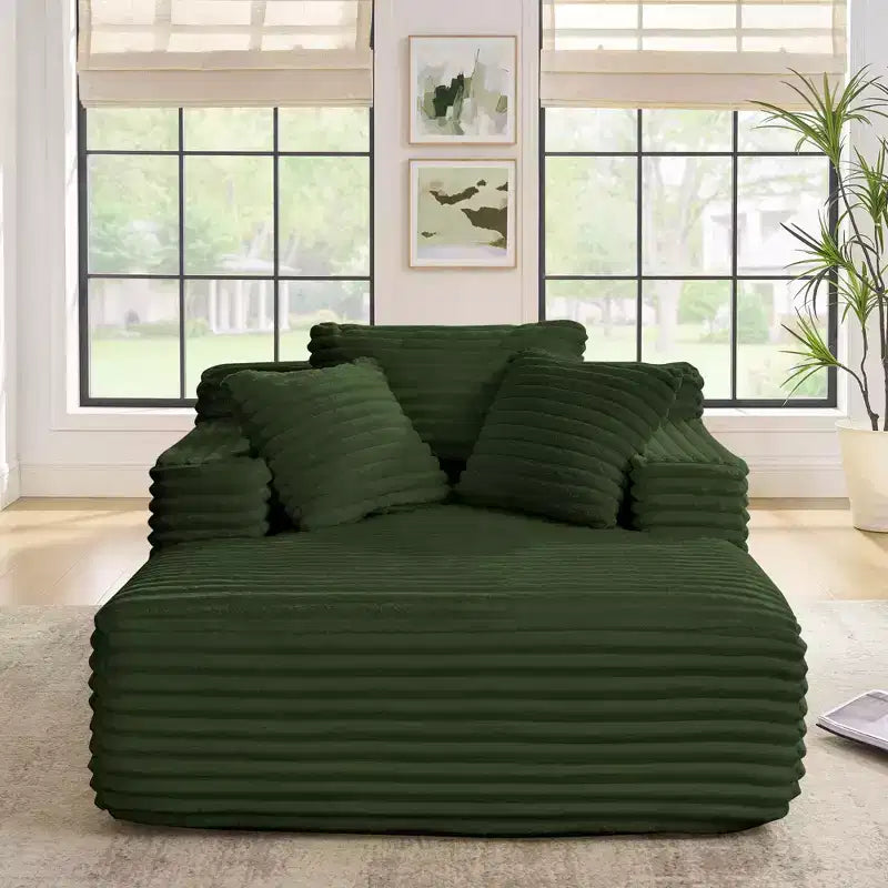 Modern Comfy Chaise Lounge Sleeper Sofa Bed with Pillows,Corduroy Upholstered Deep Seat Futon Sofa Couch for Living Room