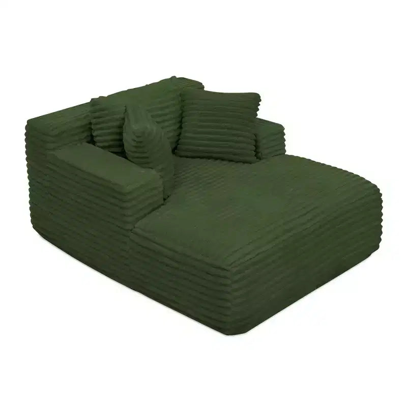 Modern Comfy Chaise Lounge Sleeper Sofa Bed with Pillows,Corduroy Upholstered Deep Seat Futon Sofa Couch for Living Room