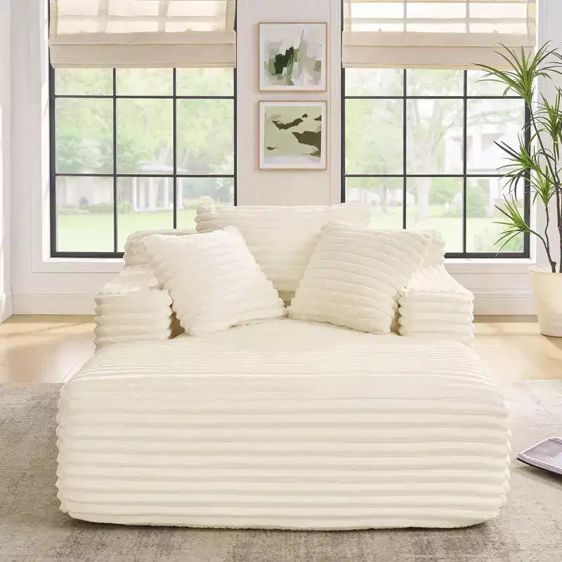 Modern Comfy Chaise Lounge Sleeper Sofa Bed with Pillows,Corduroy Upholstered Deep Seat Futon Sofa Couch for Living Room