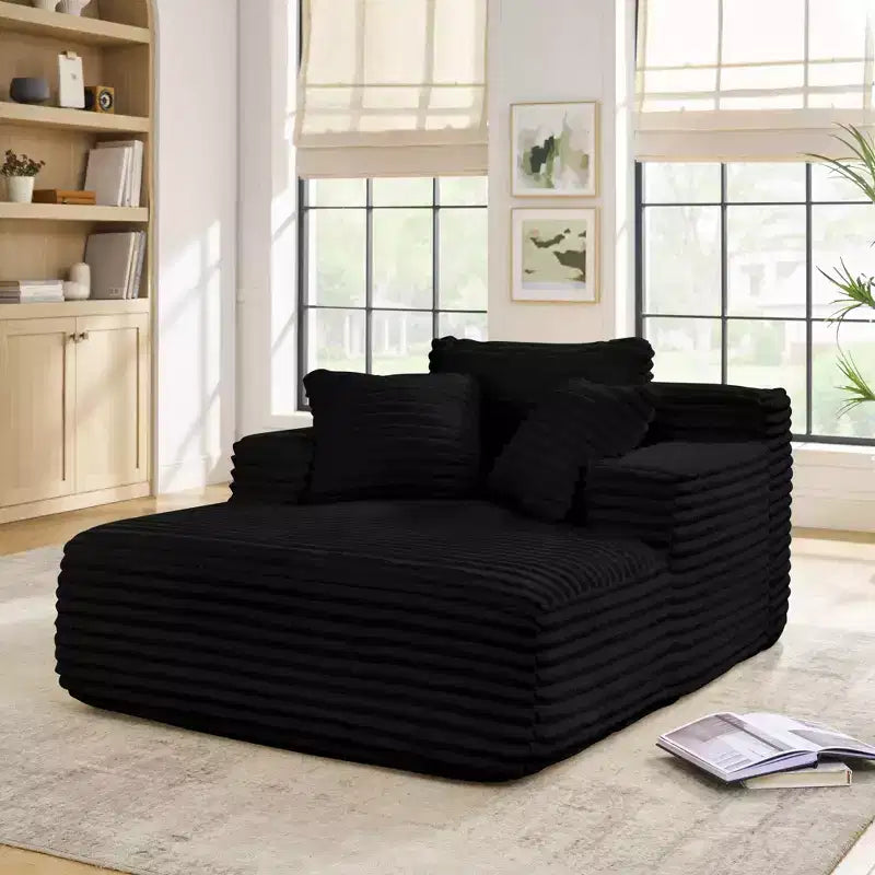 Modern Comfy Chaise Lounge Sleeper Sofa Bed with Pillows,Corduroy Upholstered Deep Seat Futon Sofa Couch for Living Room