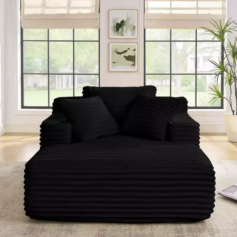 Modern Comfy Chaise Lounge Sleeper Sofa Bed with Pillows,Corduroy Upholstered Deep Seat Futon Sofa Couch for Living Room