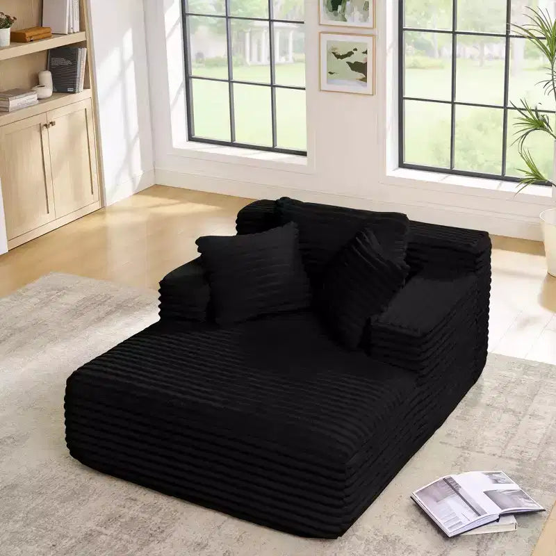 Modern Comfy Chaise Lounge Sleeper Sofa Bed with Pillows,Corduroy Upholstered Deep Seat Futon Sofa Couch for Living Room