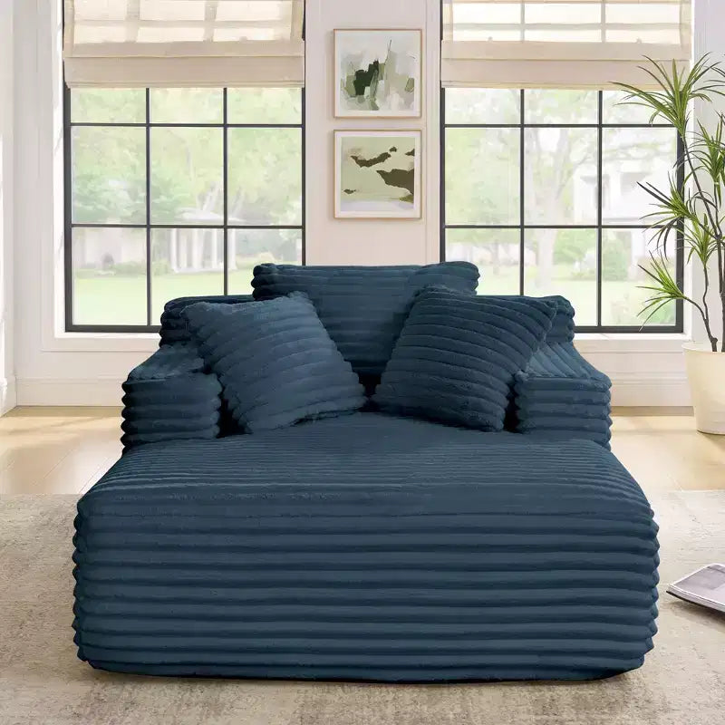 Modern Comfy Chaise Lounge Sleeper Sofa Bed with Pillows,Corduroy Upholstered Deep Seat Futon Sofa Couch for Living Room