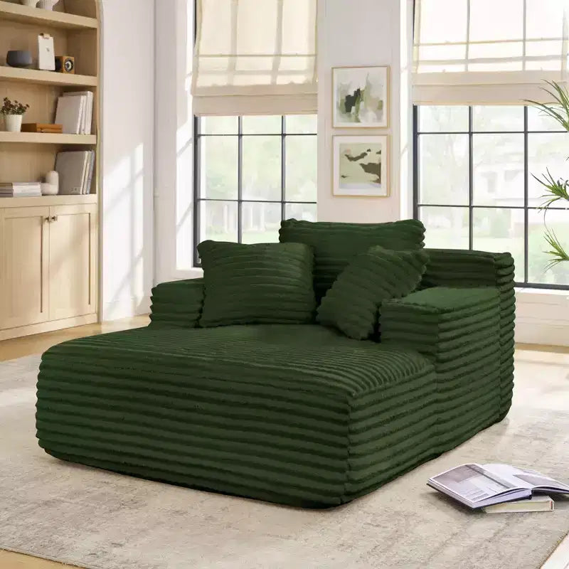Modern Comfy Chaise Lounge Sleeper Sofa Bed with Pillows,Corduroy Upholstered Deep Seat Futon Sofa Couch for Living Room