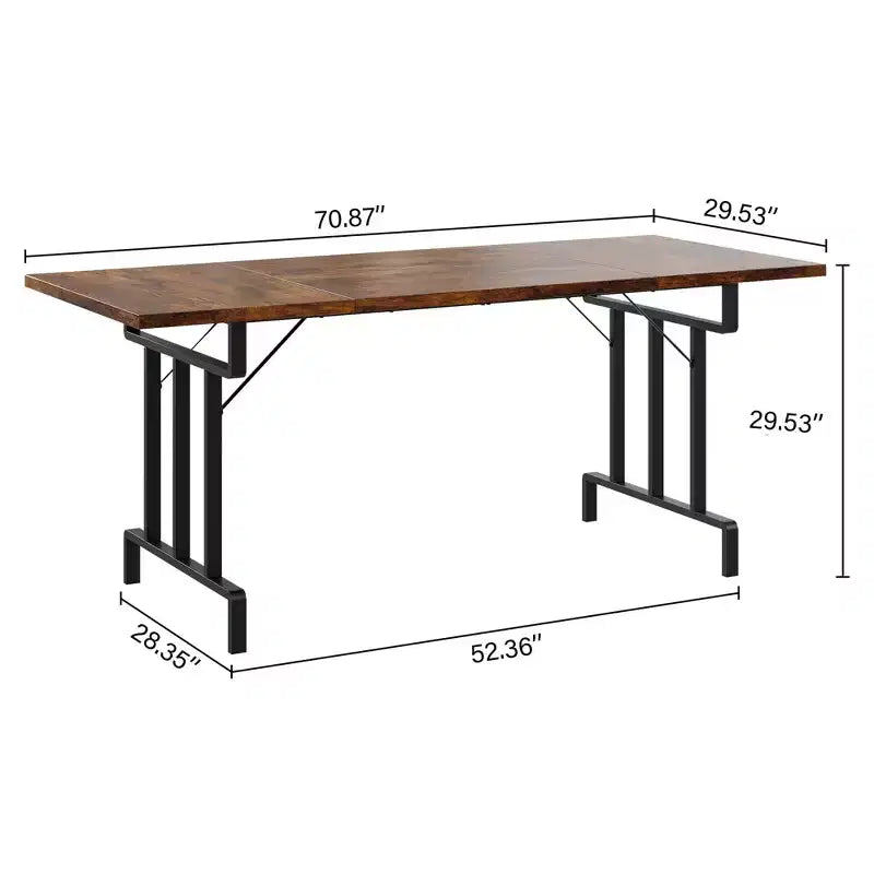 Dining Table, Rectangular Wooden Farmhouse Table - Seats 6, Industrial Vintage Design (Dining Room/Home Office, Easy Assembly)