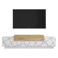 HomeStock Floyd TV Unit Stand White Felt - UV Print Entertainment Center Console 63 Inches with Storage Shelves & Doors