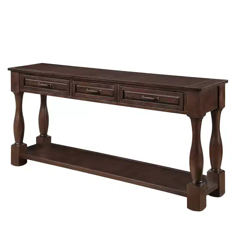 63'' Long Wood Console Table Sideboard with 3 Drawers and 1 Bottom Shelf for Entryway and Hallway, Light Espresso