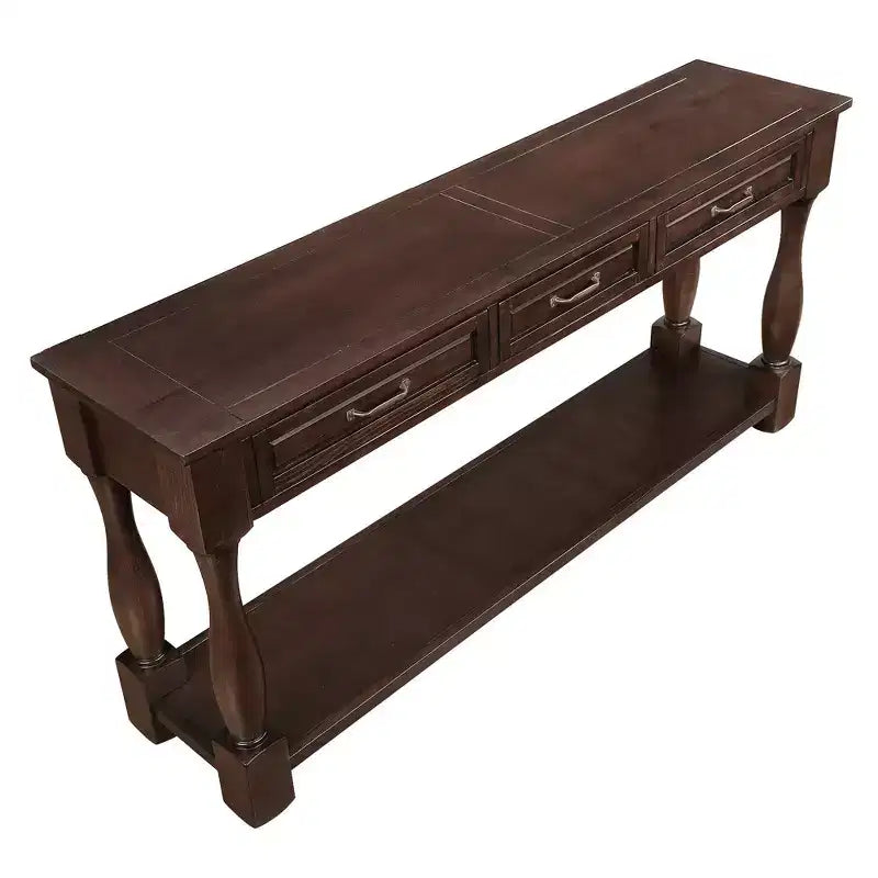 63'' Long Wood Console Table Sideboard with 3 Drawers and 1 Bottom Shelf for Entryway and Hallway, Light Espresso