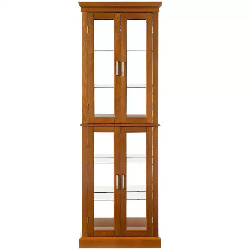 Cabinet, Curio Cabinet with 6 Adjustable Shelves and Tempered Glass Doors, Tall Cabinet for Living Room, Bedroom