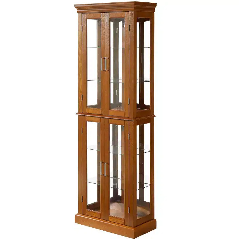 Cabinet, Curio Cabinet with 6 Adjustable Shelves and Tempered Glass Doors, Tall Cabinet for Living Room, Bedroom