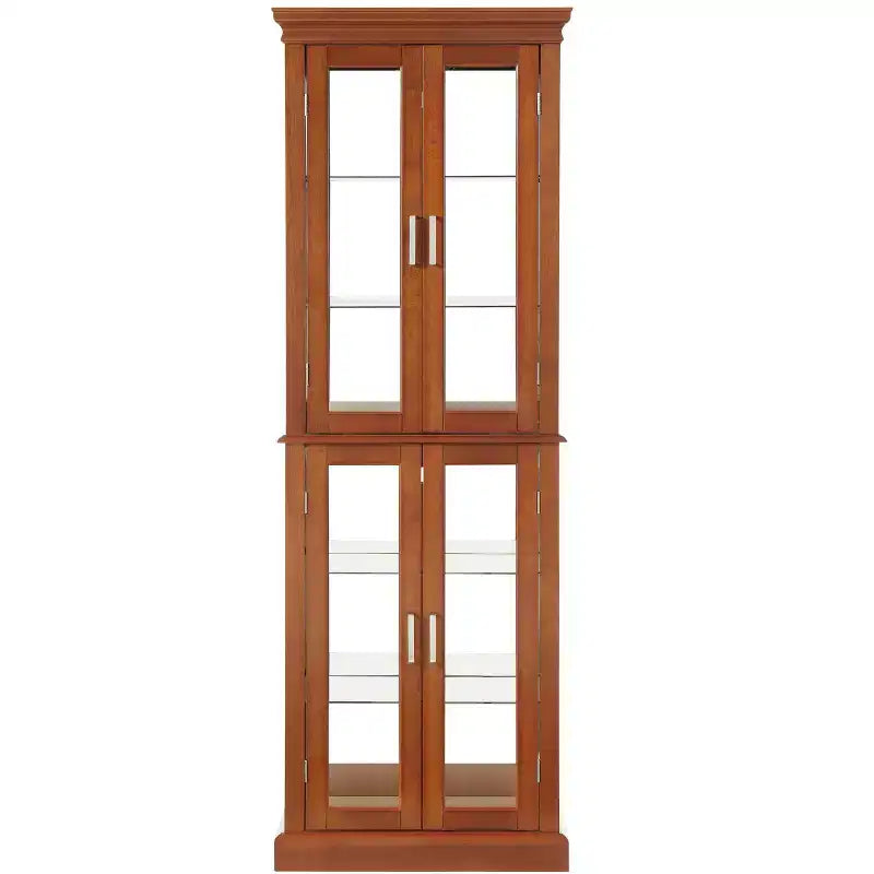 Cabinet, Curio Cabinet with 6 Adjustable Shelves and Tempered Glass Doors, Tall Cabinet for Living Room, Bedroom