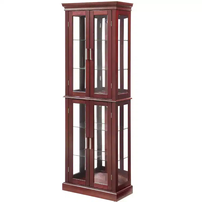 Cabinet, Curio Cabinet with 6 Adjustable Shelves and Tempered Glass Doors, Tall Cabinet for Living Room, Bedroom