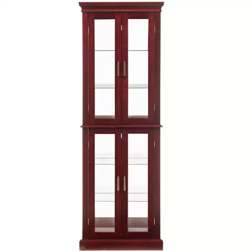 Cabinet, Curio Cabinet with 6 Adjustable Shelves and Tempered Glass Doors, Tall Cabinet for Living Room, Bedroom