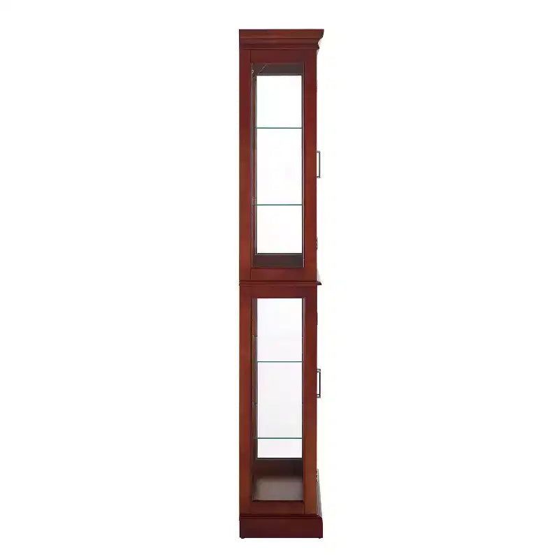 Cabinet, Curio Cabinet with 6 Adjustable Shelves and Tempered Glass Doors, Tall Cabinet for Living Room, Bedroom