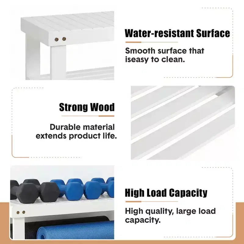 Bamboo 3-Tier Entryway Shoe Rack Storage Bench - Sturdy Shoe Organizer with 286lb Capacity