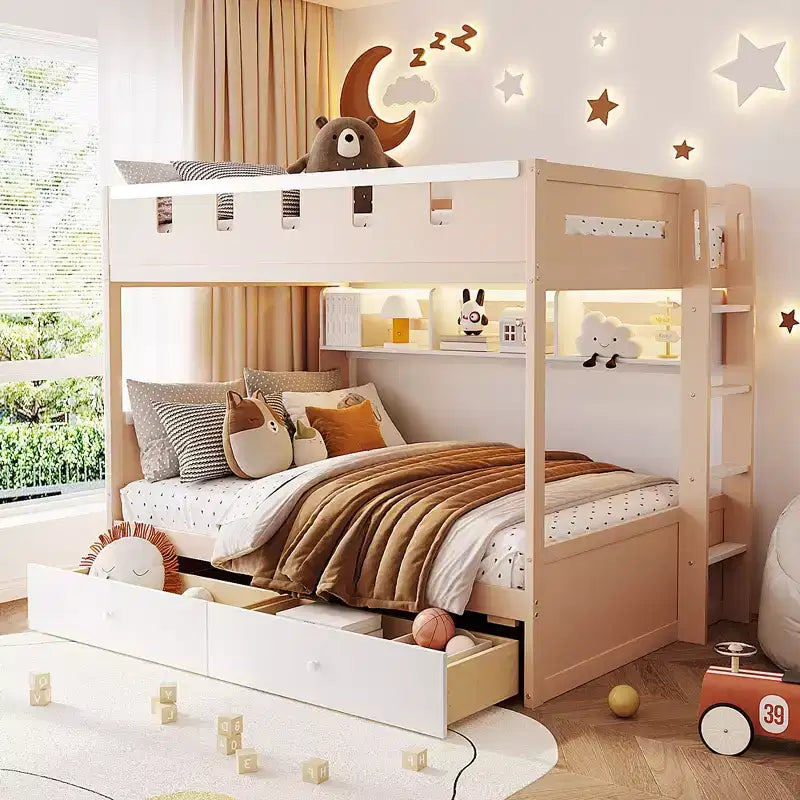 Rivera Castle Style Bunk Bed with 2 Drawers, Shelf and LED