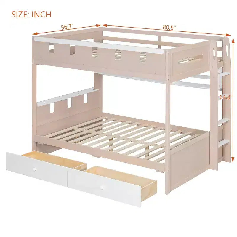 Rivera Castle Style Bunk Bed with 2 Drawers, Shelf and LED