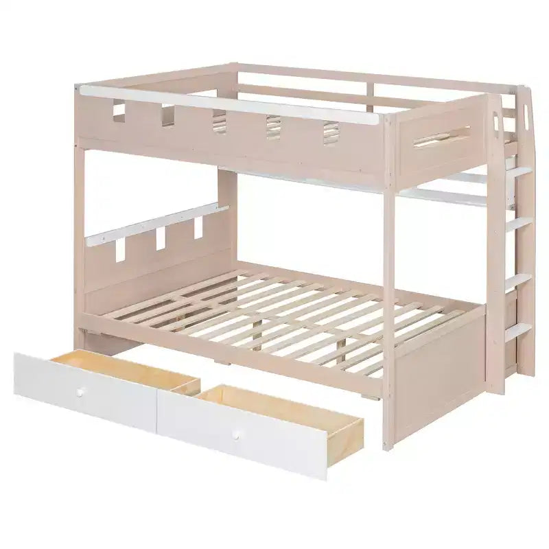 Rivera Castle Style Bunk Bed with 2 Drawers, Shelf and LED