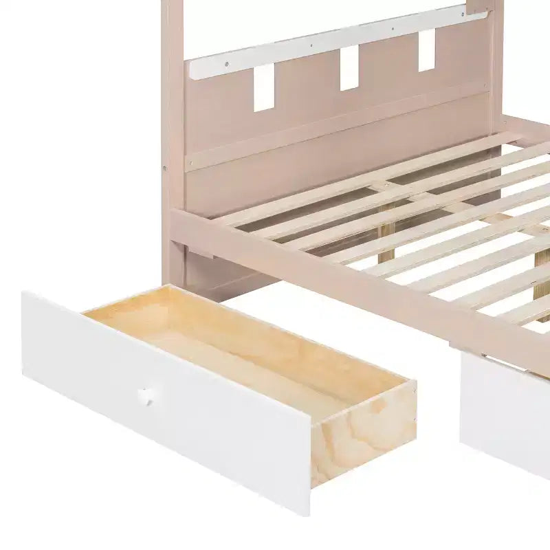 Rivera Castle Style Bunk Bed with 2 Drawers, Shelf and LED