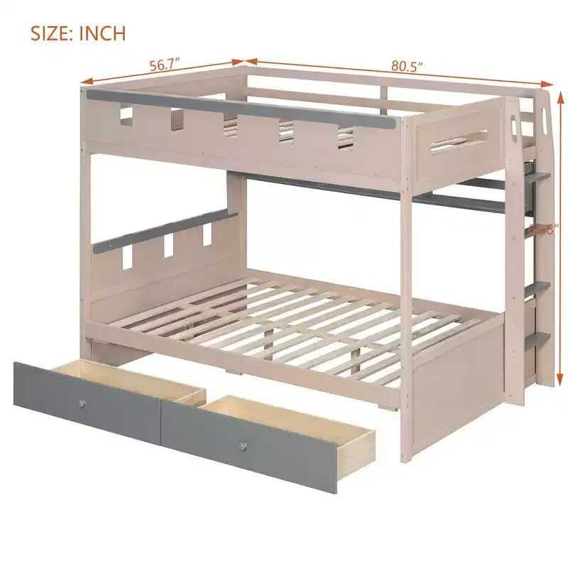 Rivera Castle Style Bunk Bed with 2 Drawers, Shelf and LED