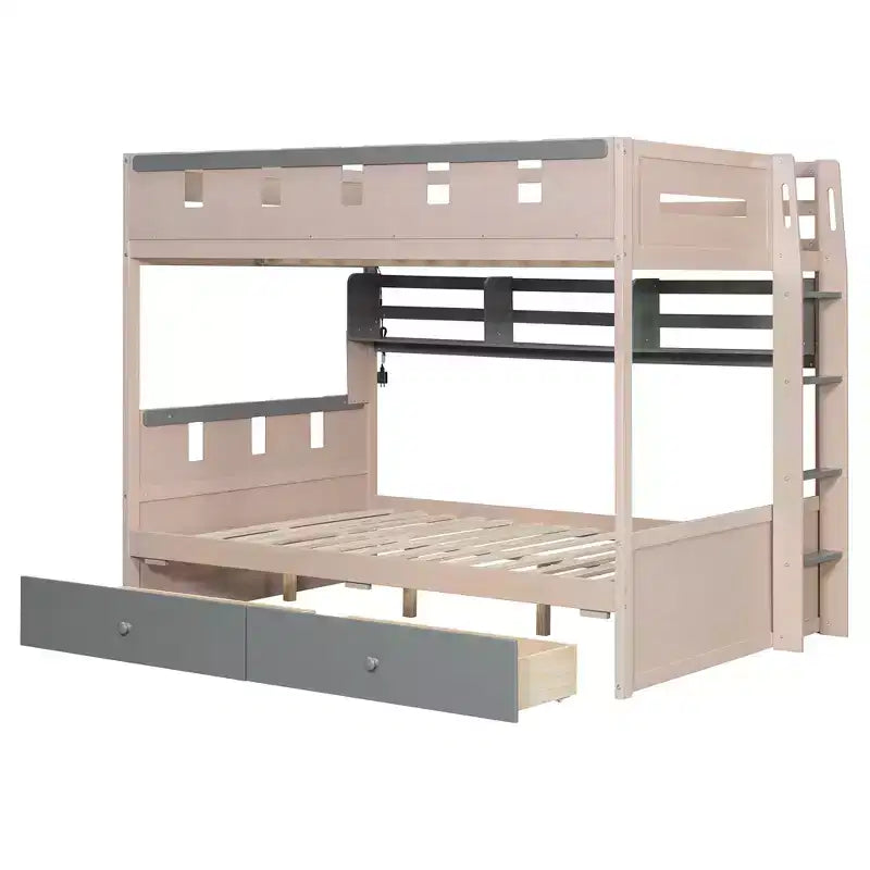 Rivera Castle Style Bunk Bed with 2 Drawers, Shelf and LED
