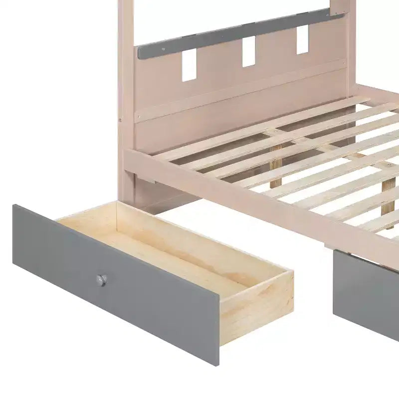 Rivera Castle Style Bunk Bed with 2 Drawers, Shelf and LED