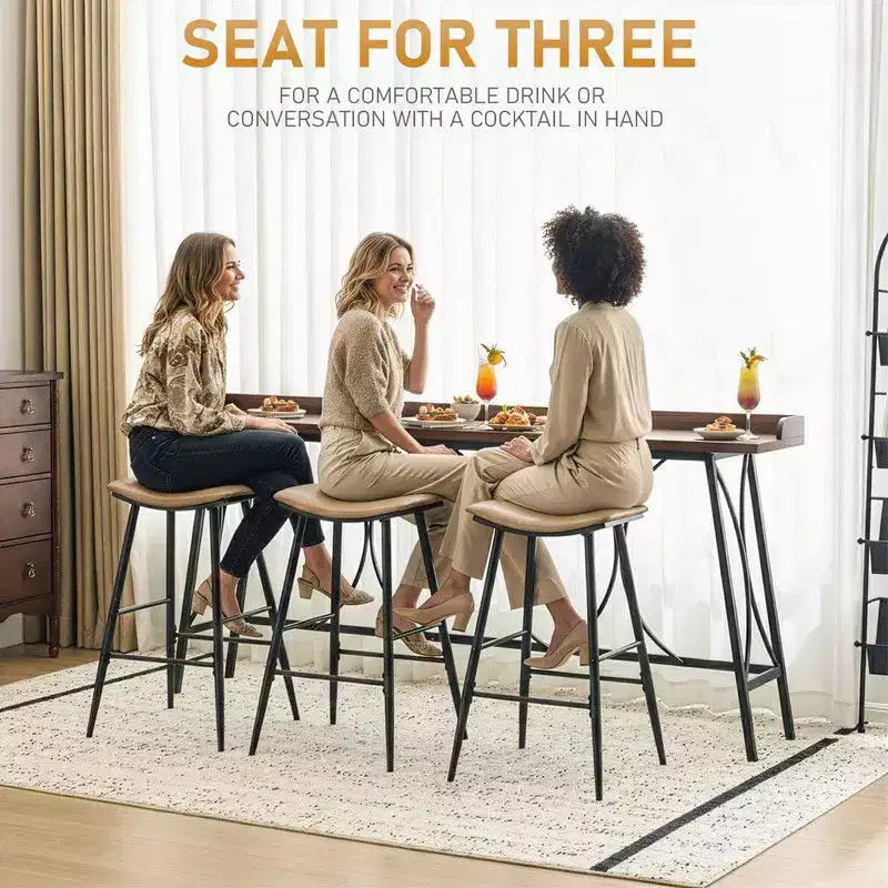 82.28in High Top Modern Bar Table for Home Bar Coffee Station Kitchen Dining and Console Use in Brown