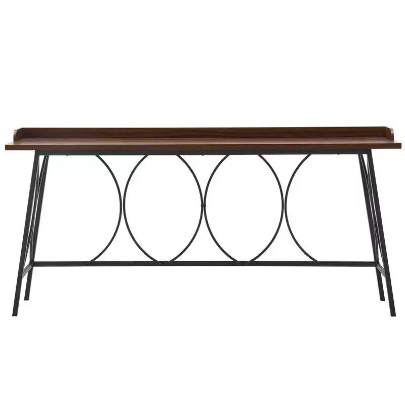 82.28in High Top Modern Bar Table for Home Bar Coffee Station Kitchen Dining and Console Use in Brown